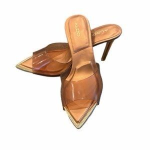 Aldo Annabrilden Mule Brown Stiletto Slip On Heel Pointed Toe Size 7.5